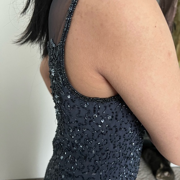 STENAY Beaded full length evening gown . Size 4. Color navy blue / black . - Picture 9 of 9